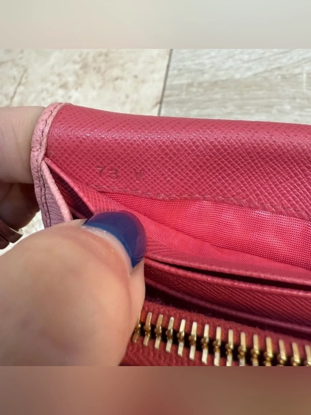 Prada Pink Saffiano Continental Wallet with Gold Logo